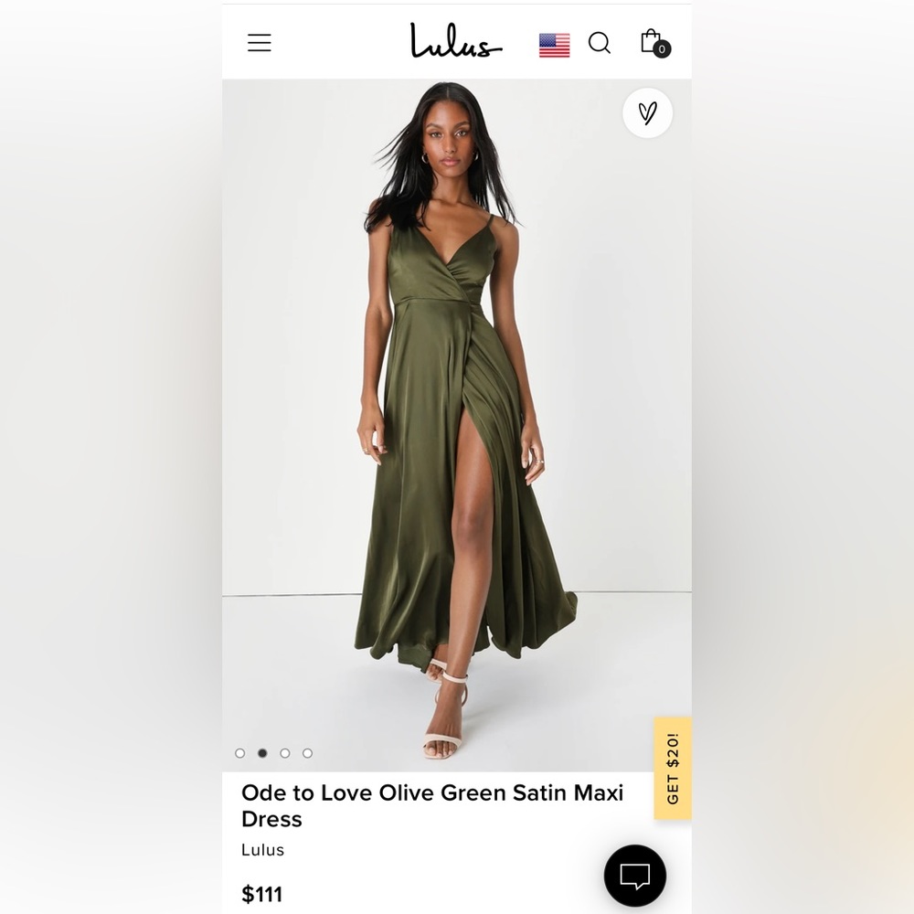Lulu’s - Ode to Love Olive Green Satin Maxi Dress